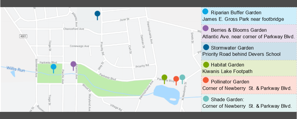 Map of Community Blooms Gardens in York